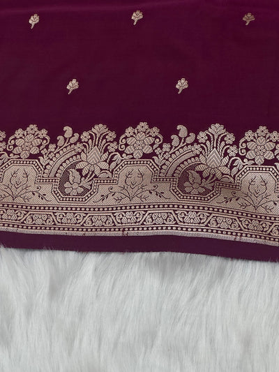 Dark Wine Shades Motif Booti Mashru Silk Saree