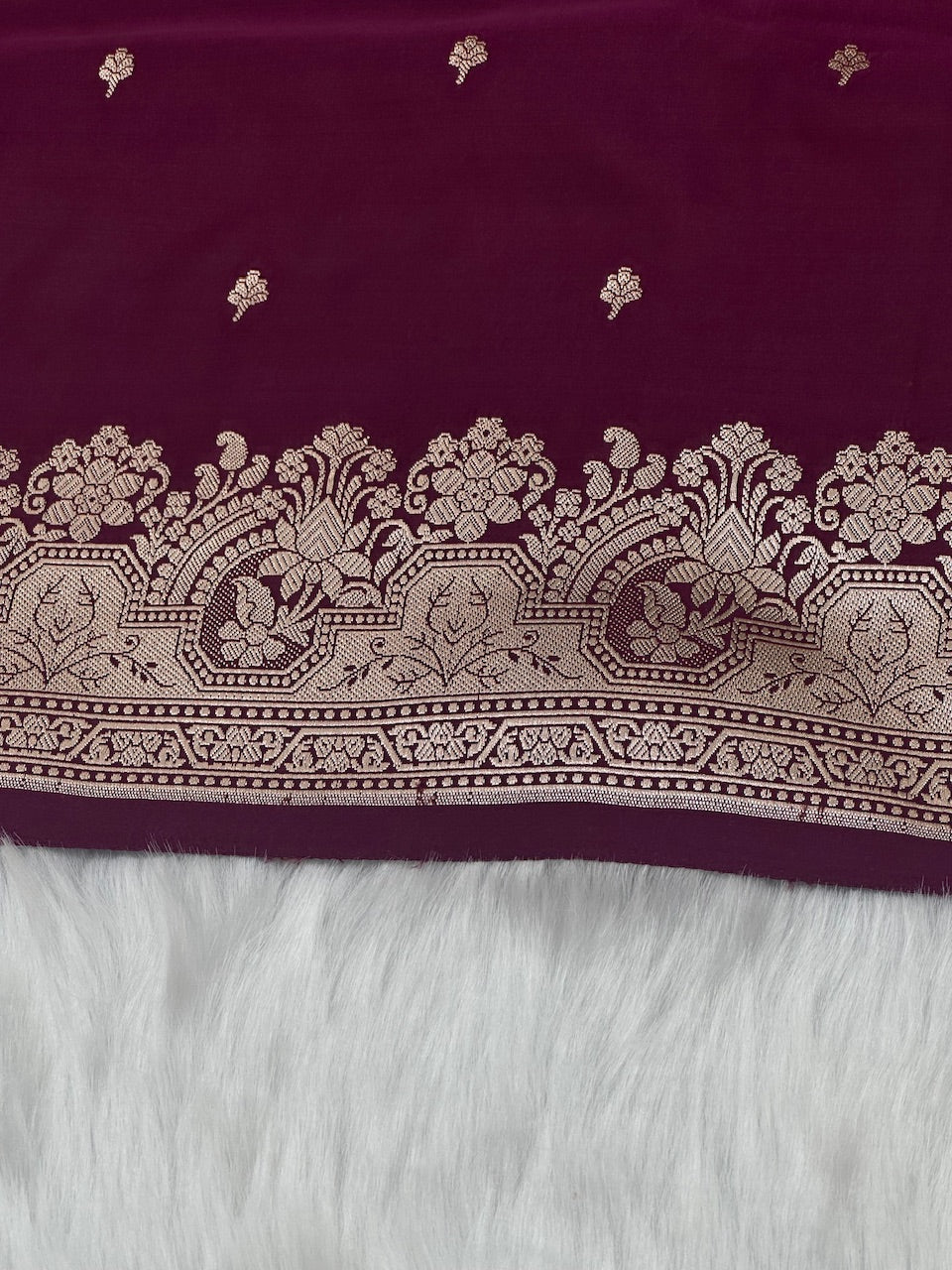 Dark Wine Shades Motif Booti Mashru Silk Saree