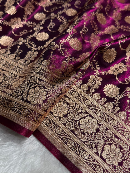 Light Wight Satin Silk Jaal in Wine Shades SS17