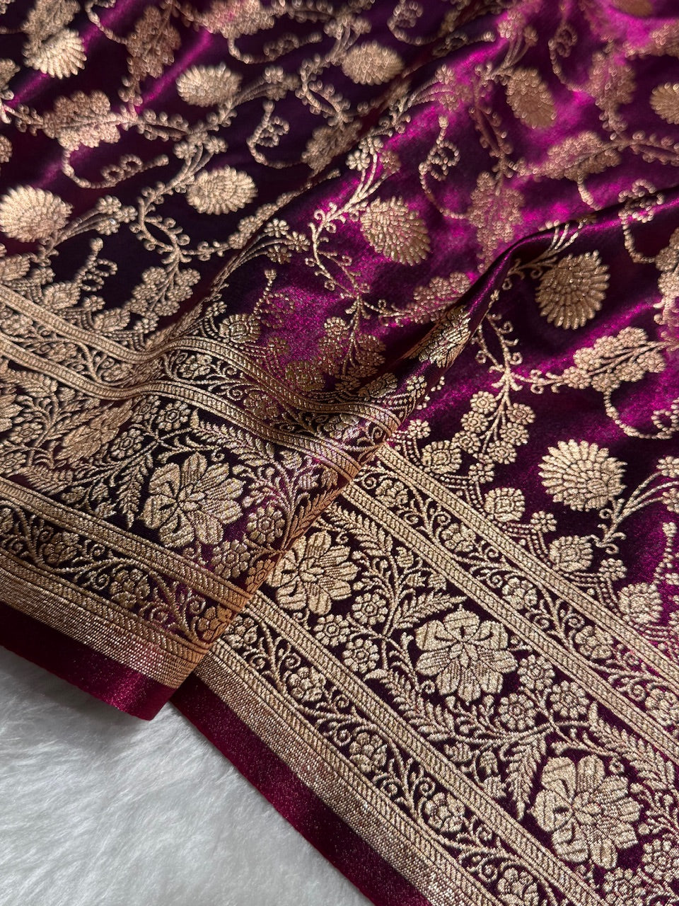 Light Wight Satin Silk Jaal in Wine Shades SS17