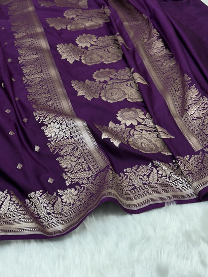 Purple Shades Motif Booti Mashru Silk Saree