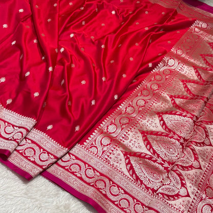 Red Motif Mashru Silk Saree
