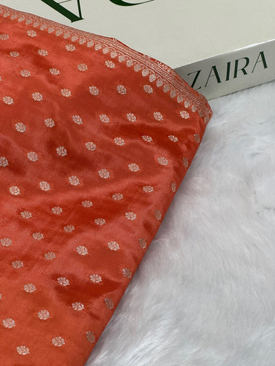 Pastel Orange Crepe Silky Katan Banarasi Saree CSK-02