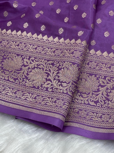 Purple Crepe Silky Katan Banarasi Saree CSK-02