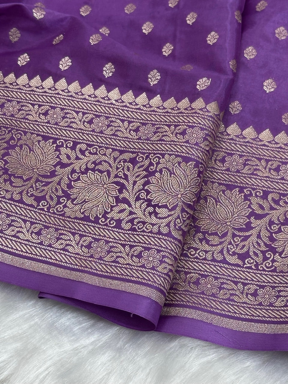 Purple Crepe Silky Katan Banarasi Saree CSK-02