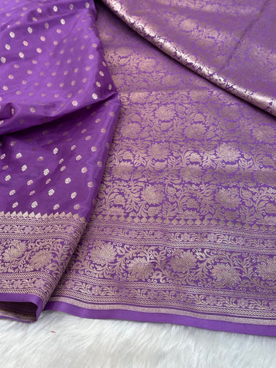Purple Crepe Silky Katan Banarasi Saree CSK-02