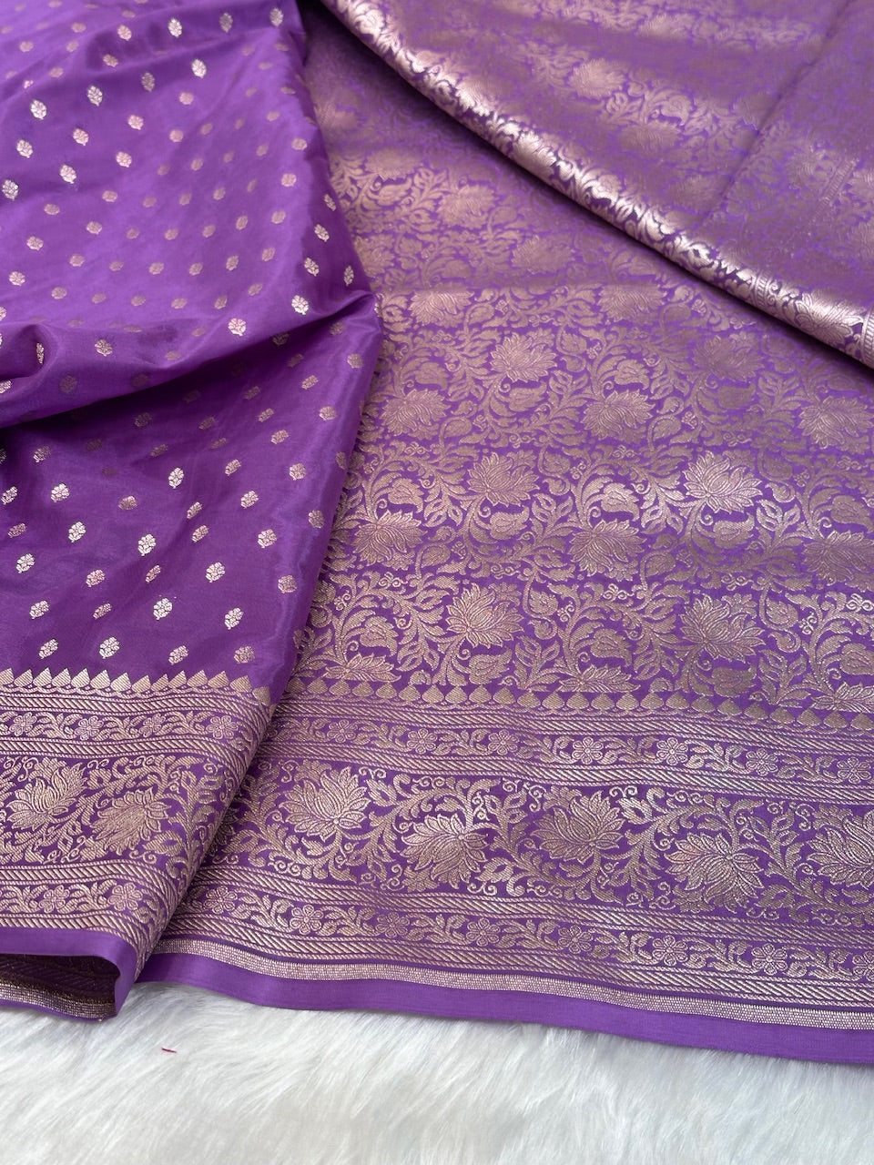 Purple Crepe Silky Katan Banarasi Saree CSK-02