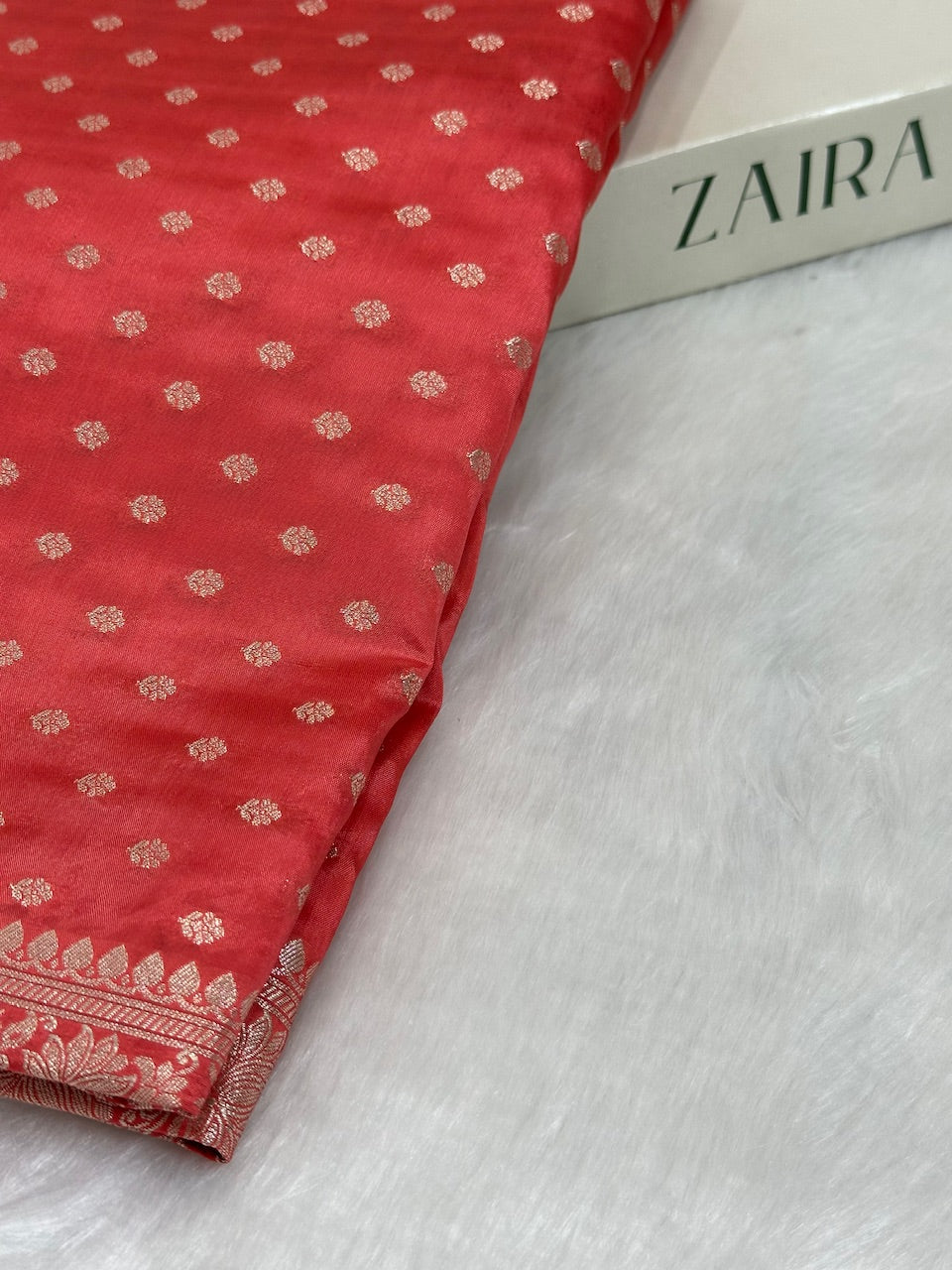 Dull Red Crepe Silky Katan Banarasi Saree CSK-02
