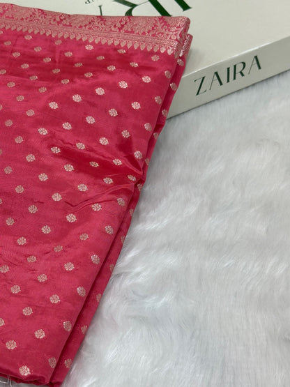 Rose Crepe Silky Katan Banarasi Saree CSK-02