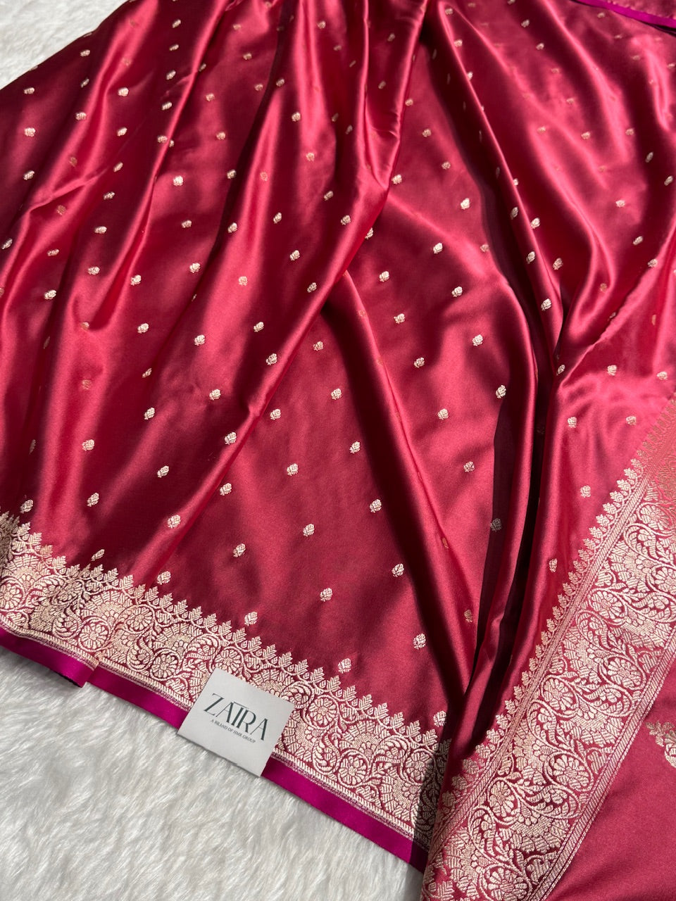 Dark Peach Shades Motif Booti Mashru Silk Saree