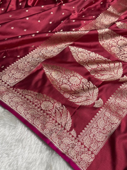 Dark Peach Shades Motif Booti Mashru Silk Saree