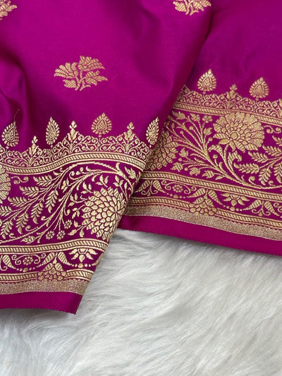 Maganta Floral Boota Satin Katan Silk saree SK32