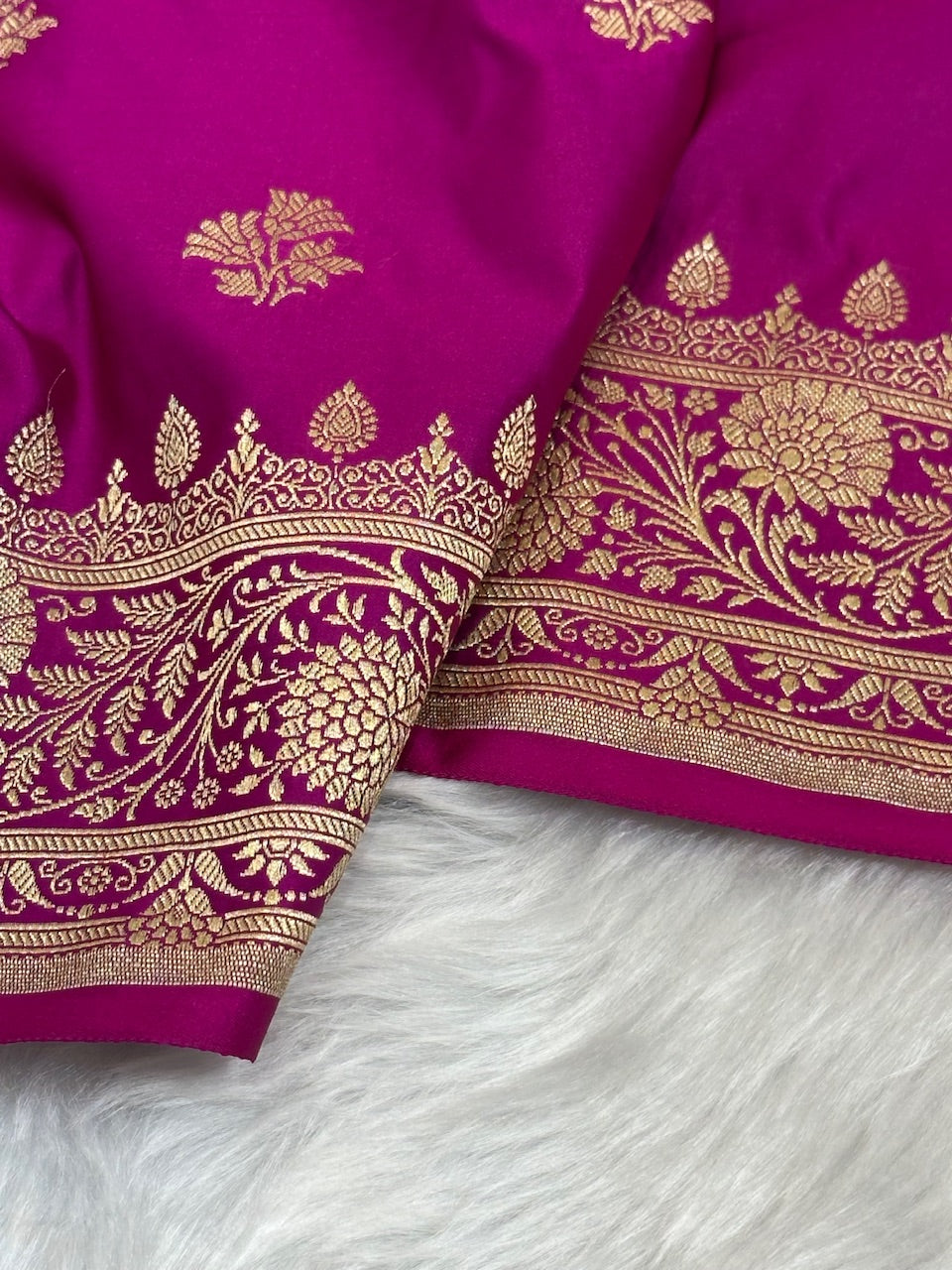 Wine Floral Boota Satin Katan Silk saree SK32