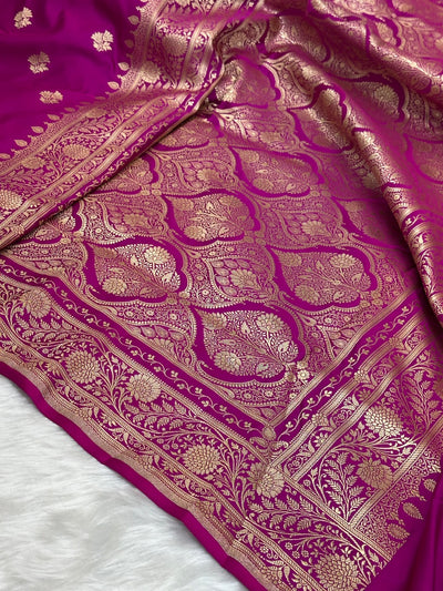 Maganta Floral Boota Satin Katan Silk saree SK32