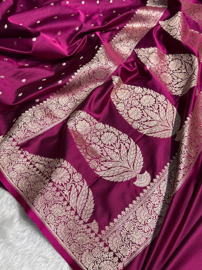 Wine Shades Motif Booti Mashru Silk Saree
