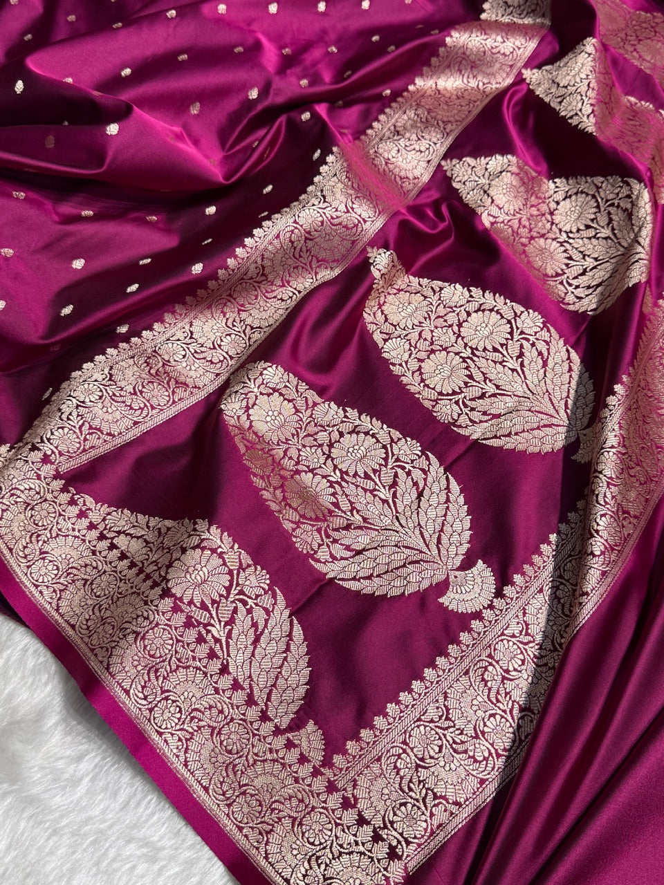 Wine Shades Motif Booti Mashru Silk Saree