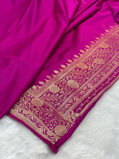 Maganta Floral Boota Satin Katan Silk saree SK32