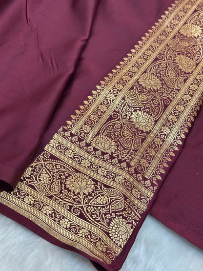 Chocolate Booti Pattern Satin Katan Silk Saree SK53