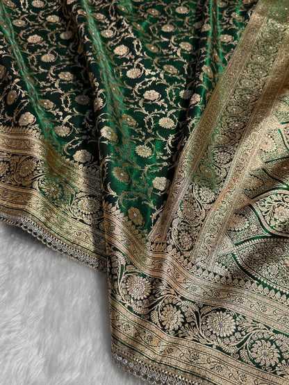 Bridal Bottle Green Jaal with Stone Work