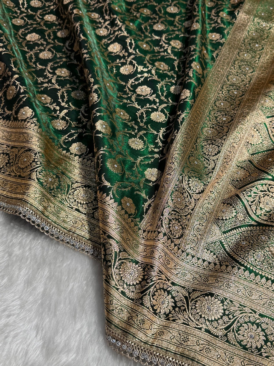 Bridal Bottle Green Jaal with Stone Work