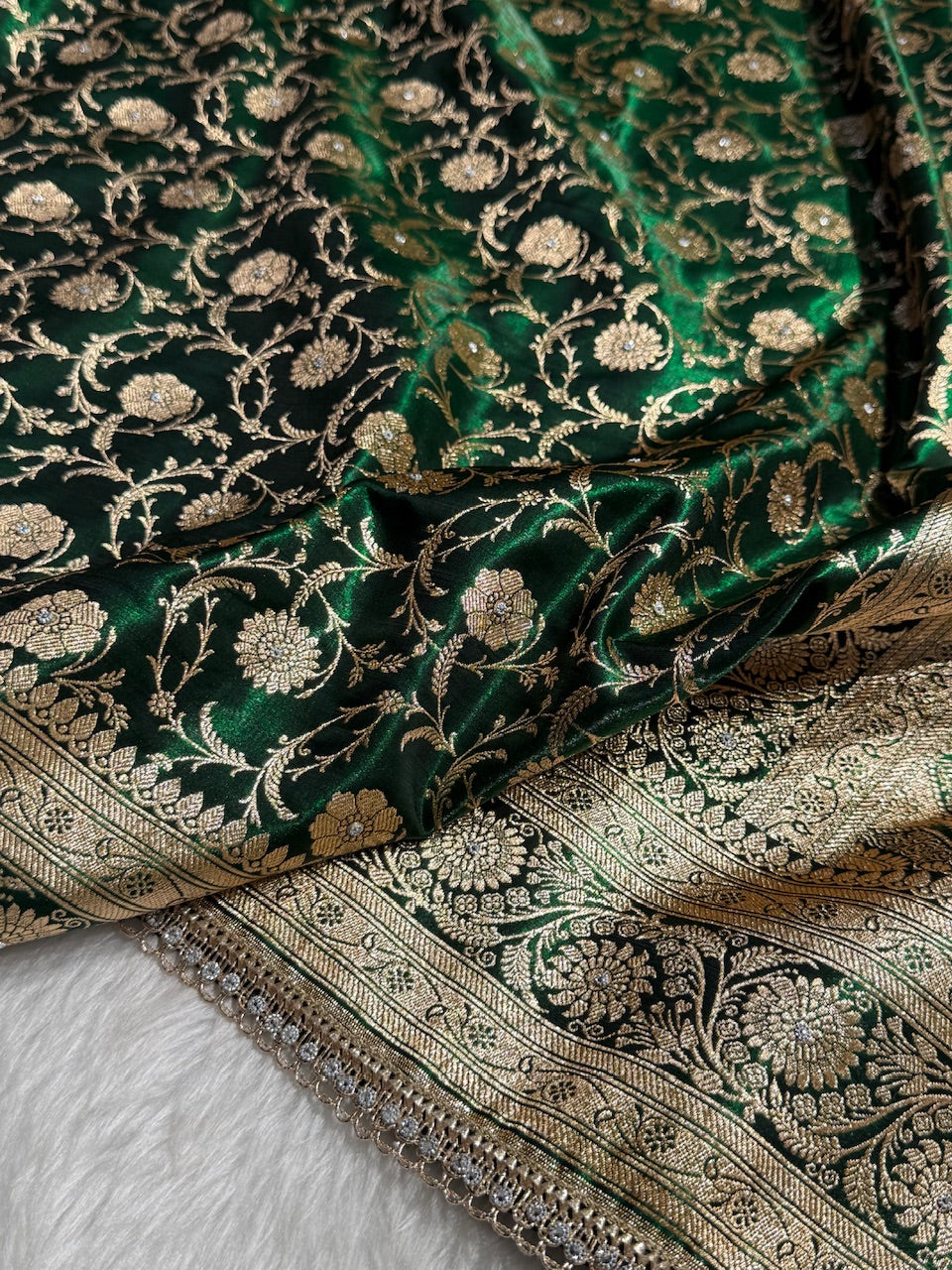 Bridal Bottle Green Jaal with Stone Work