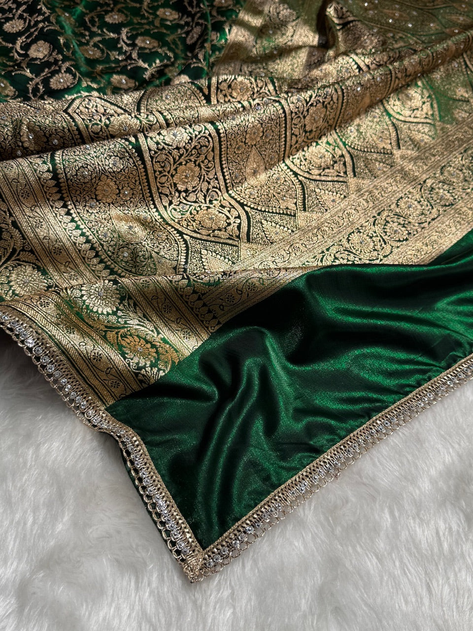 Bridal Bottle Green Jaal with Stone Work