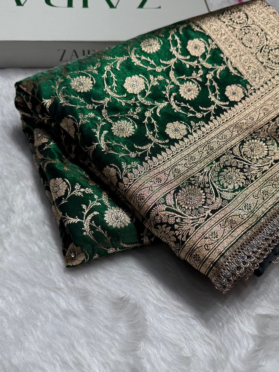 Bridal Bottle Green Jaal with Stone Work