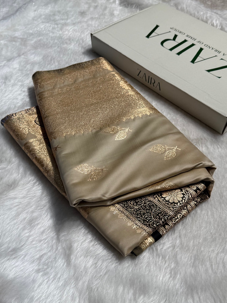 Tusser with Navy Blue Contrast Floral boota Katan Silk Saree SK16