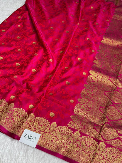 Red Mashru Tanchoi Satin Silk