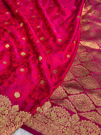 Red Mashru Tanchoi Satin Silk