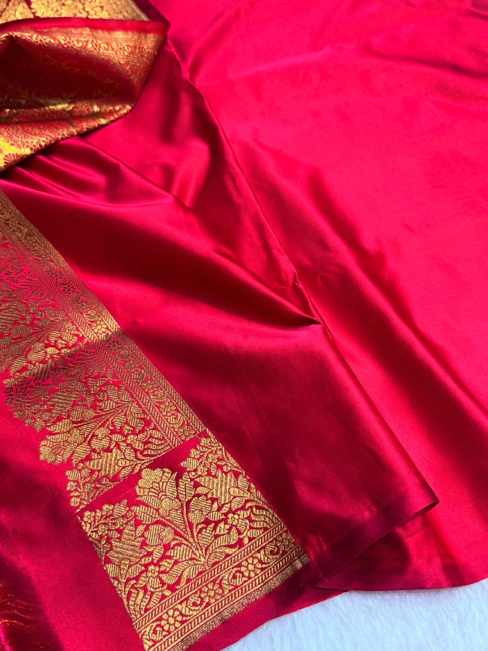 Red Mashru Tanchoi Satin Silk