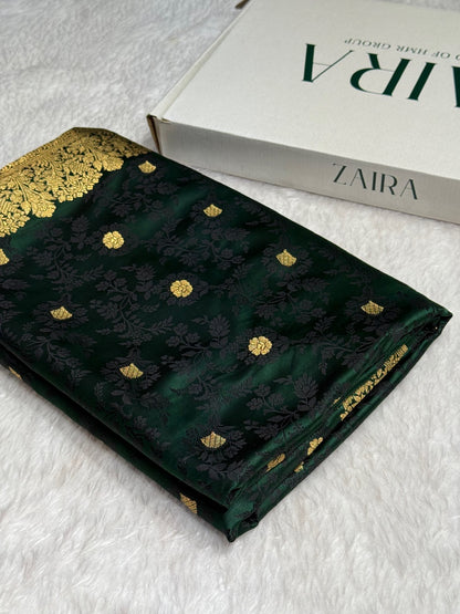 Green Mashru Tanchoi Satin Silk