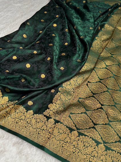 Green Mashru Tanchoi Satin Silk