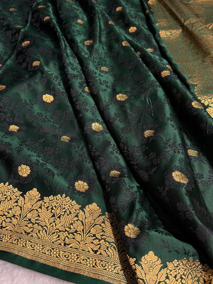 Green Mashru Tanchoi Satin Silk