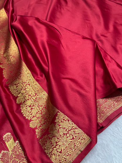 Maroon Mashru Tanchoi Satin Silk