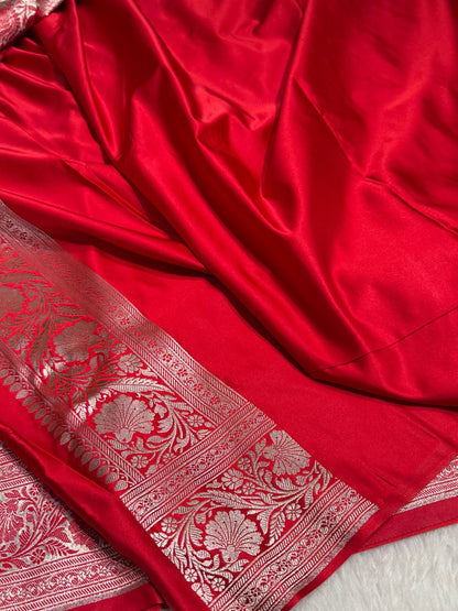 Red Mashru Tanchoi Satin Silk
