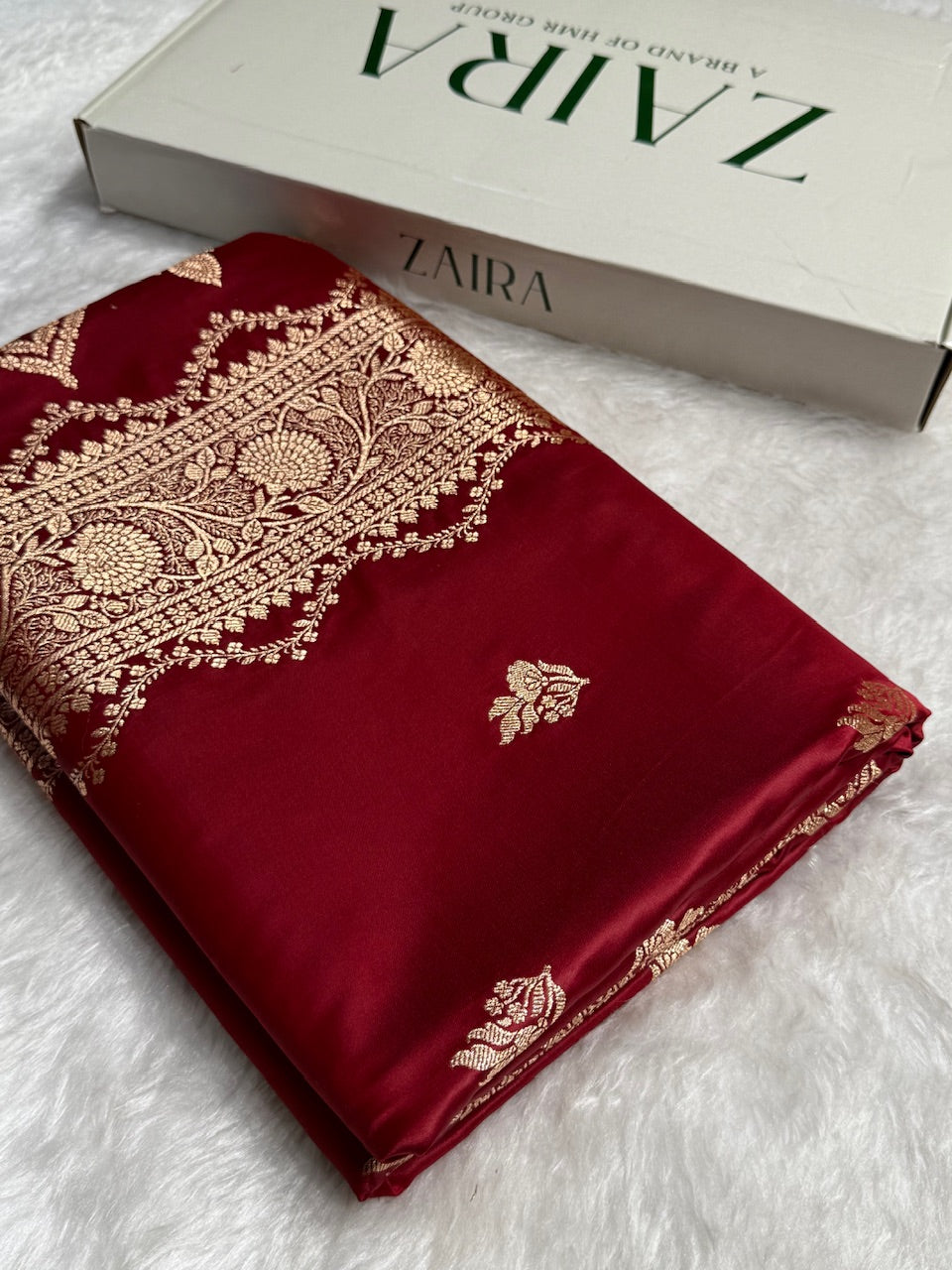 Maroon Booti Pattern Satin Katan Silk Saree SK50