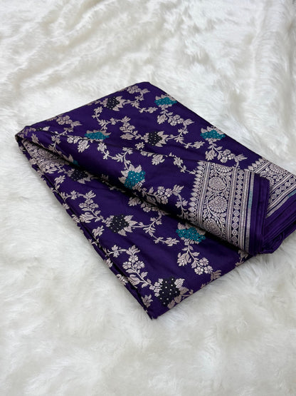 Purple Shades Jaal Pattern Mashru Silk Saree