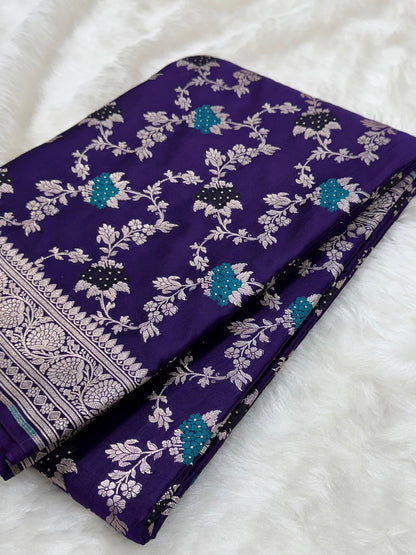 Purple Shades Jaal Pattern Mashru Silk Saree
