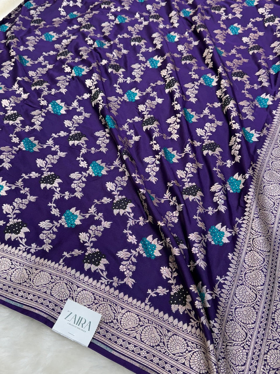 Purple Shades Jaal Pattern Mashru Silk Saree