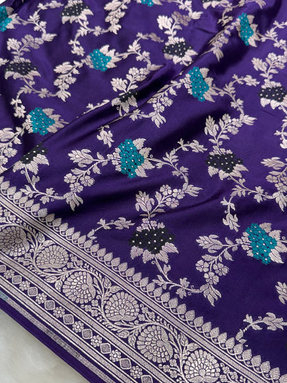 Purple Shades Jaal Pattern Mashru Silk Saree