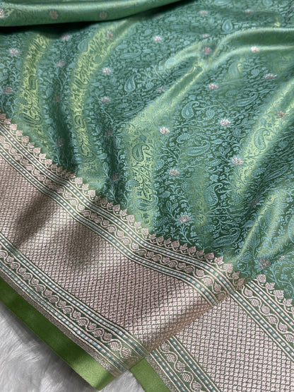 Sea Green Shades Tanchoi Motif Mashru Silk Saree