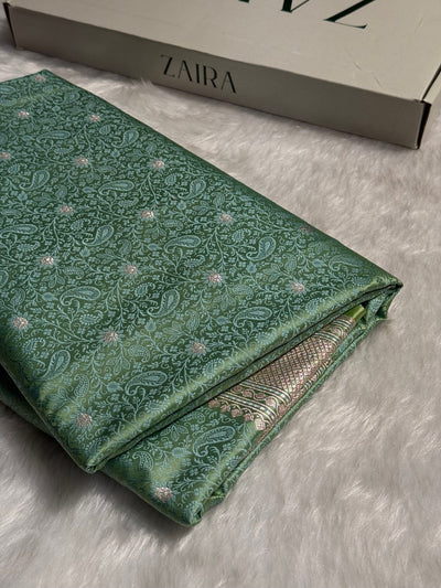 Sea Green Shades Tanchoi Motif Mashru Silk Saree