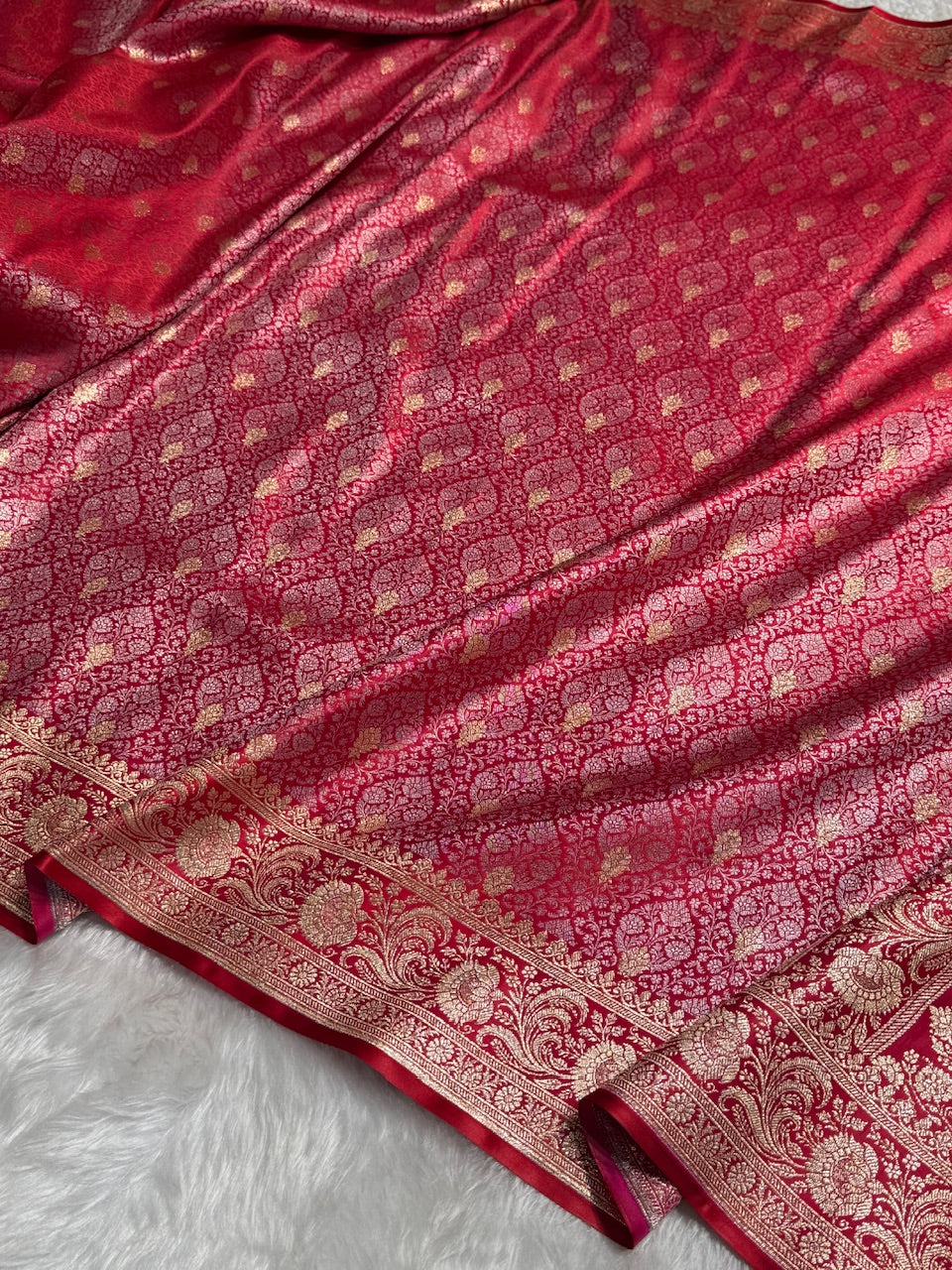 Red Brocade Soft Katan Silk Saree SKB-03