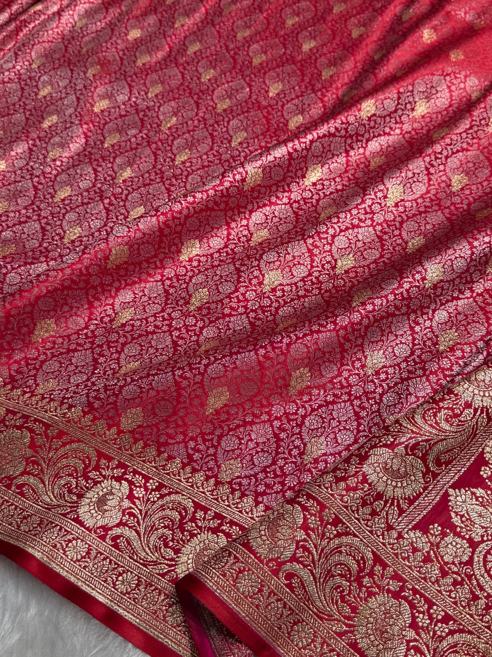 Red Brocade Soft Katan Silk Saree SKB-03