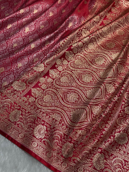 Red Brocade Soft Katan Silk Saree SKB-03