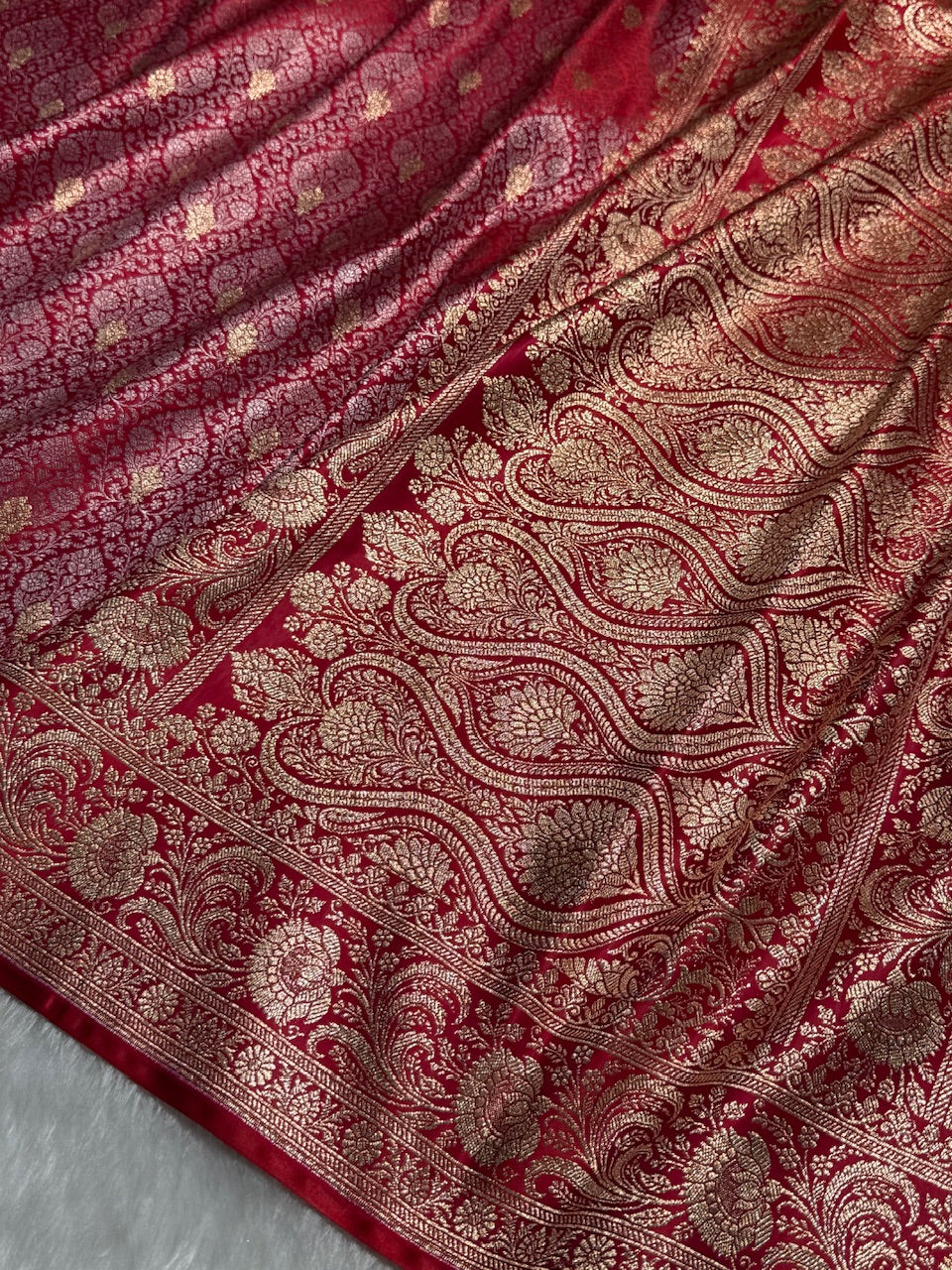 Red Brocade Soft Katan Silk Saree SKB-03