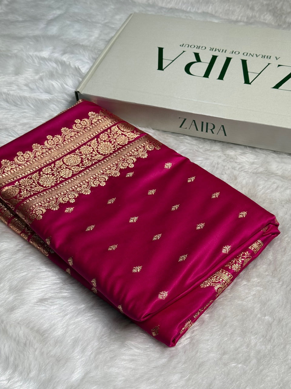 Pink Booti Pattern Satin Katan Silk Saree SK51
