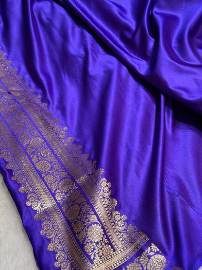 Royal Blue Booti Pattern Satin Katan Silk Saree SK51