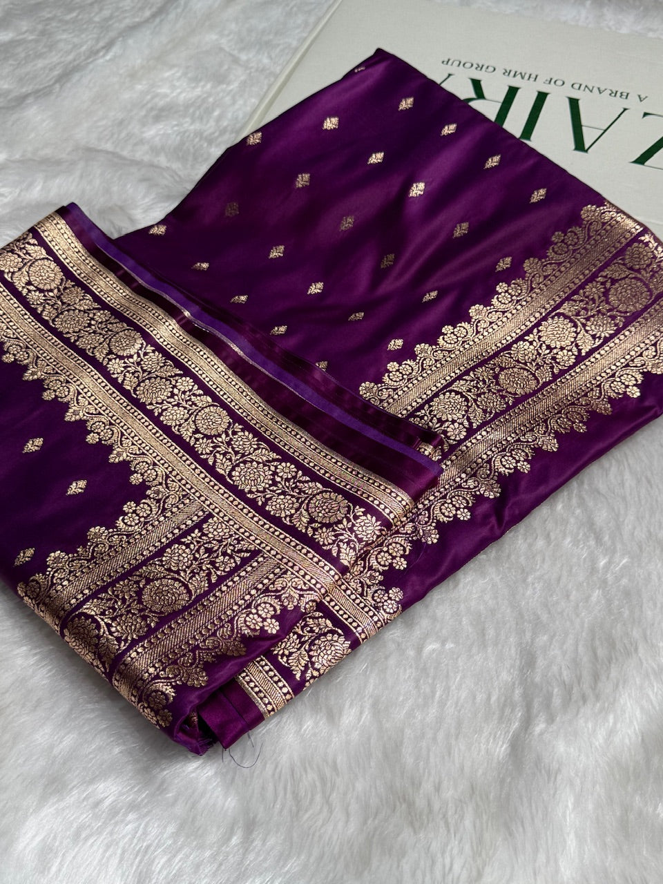 Wine Booti Pattern Satin Katan Silk Saree SK51